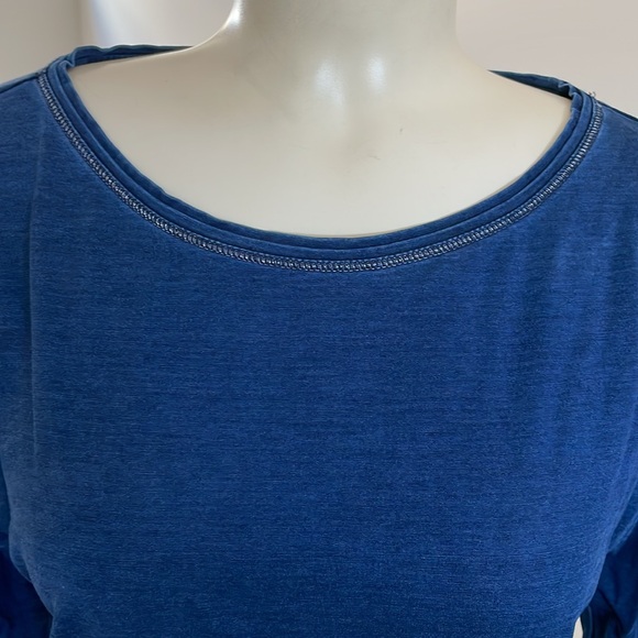 WHBM Dark Denim T Shirt with 3/4 Sleeves . - Picture 3 of 8